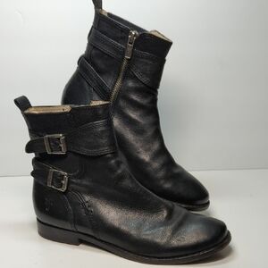 Frye Anna Gore Black Label Leather Ankle Bootie boots womans size 6.5